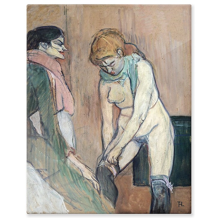 Femme tirant son bas, vers 1893-1894 (panneaux aluminium)