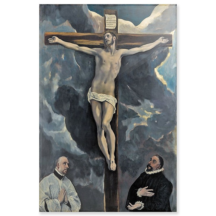 Le Christ en Croix adoré par deux donateurs (détail) (panneaux acryliques)