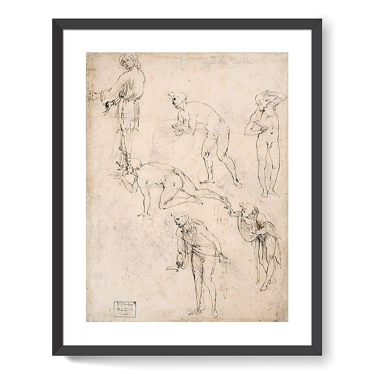 Études de personnages pour l'Adoration des Mages, vers 1480-1481 (affiches d'art encadrées)