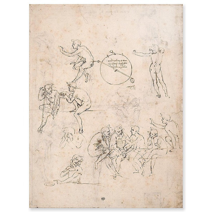 Études pour une Cène et différents personnages, une Vierge à l'Enfant et un hygromètre (panneaux acryliques)