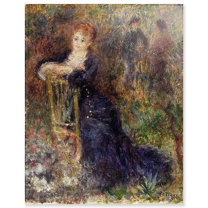 Jeune femme assise dans un jardin (panneaux acryliques)