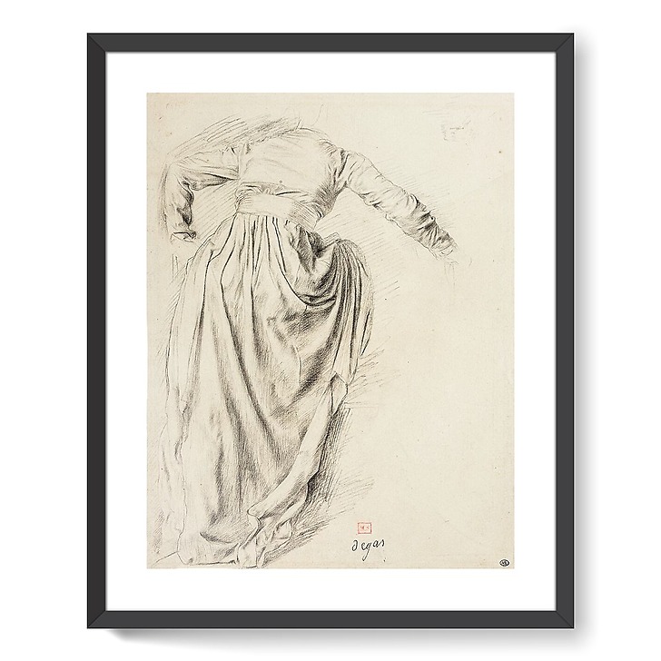 Étude de draperie d'une femme de dos, montant dans un char, étude pour Sémiramis construisant Babylone (affiches d'art encadrées)