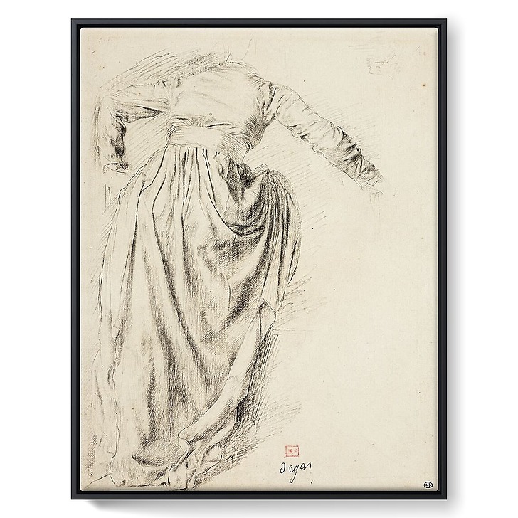 Étude de draperie d'une femme de dos, montant dans un char, étude pour Sémiramis construisant Babylone (framed canvas)