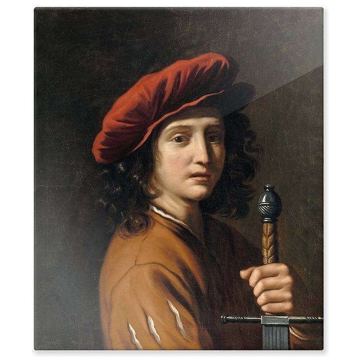 Jeune homme tenant une épée (aluminium panels)