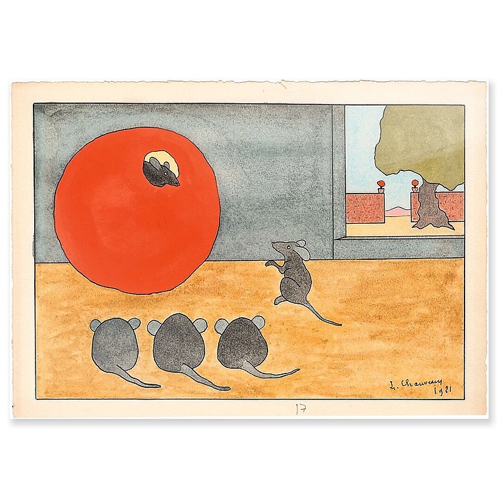 Fables de La Fontaine, « Le rat qui s'est retiré du monde », 1921 (panneaux acryliques)