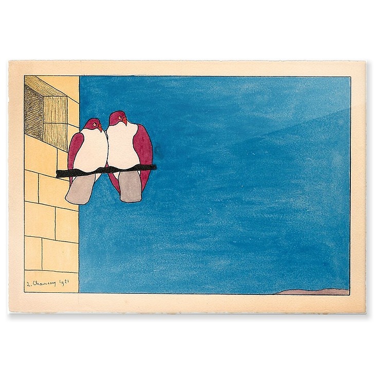 Les Deux Pigeons, 1921 (aluminium panels)