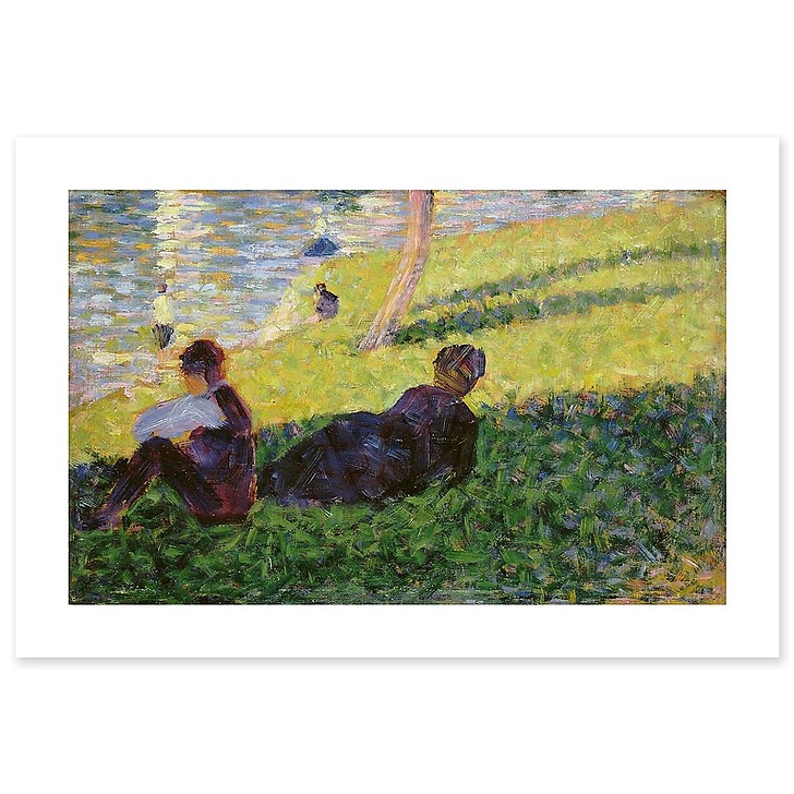 Paysage, homme assis, femme étendue, étude pour Un dimanche après-midi à l’île de la Grande Jatte (toiles sans cadre)