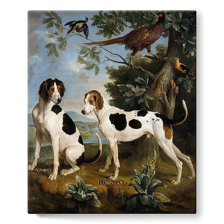 Pompée et Florissant, chiens de Louis XV (stretched canvas)