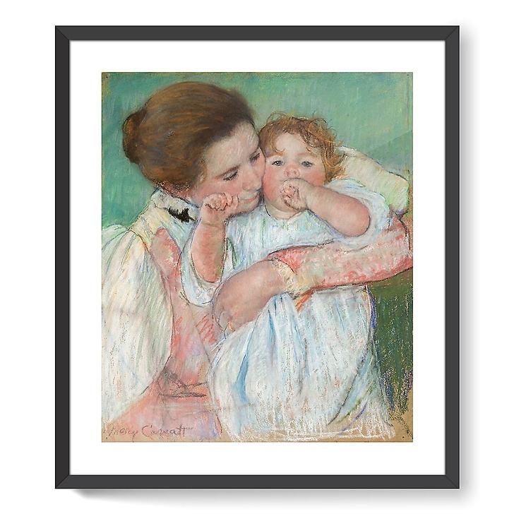 Mère et enfant sur fond vert (détail) (framed art prints)