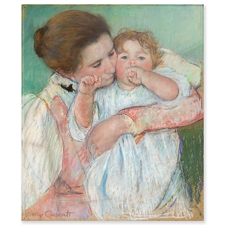 Mère et enfant sur fond vert (détail) (panneaux acryliques)