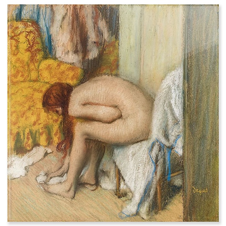 Femme à sa toilette s’essuyant le pied gauche (détail) (panneaux acryliques)