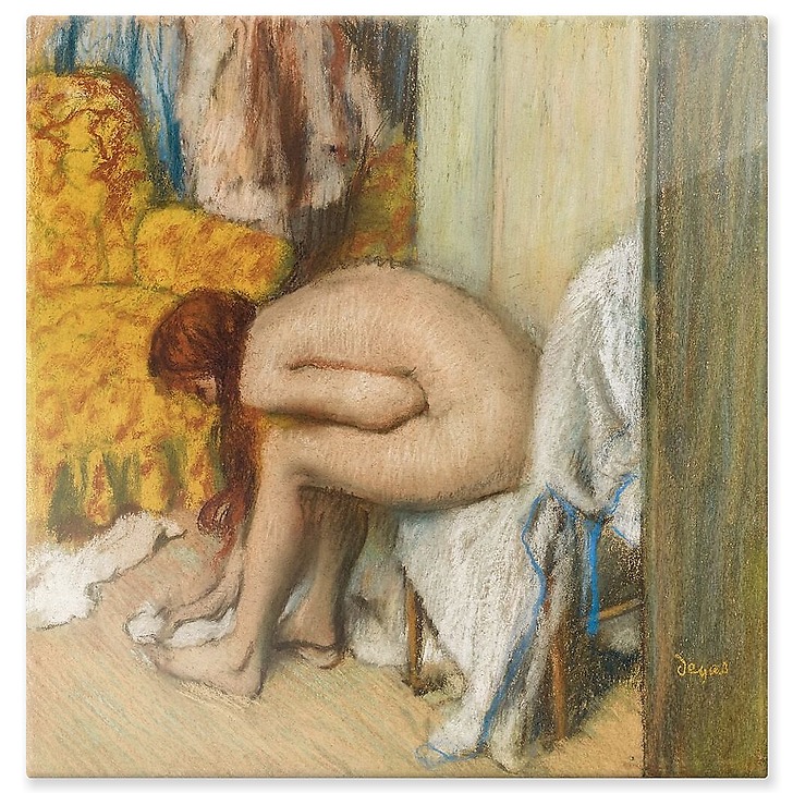 Femme à sa toilette s’essuyant le pied gauche (détail) (aluminium panels)