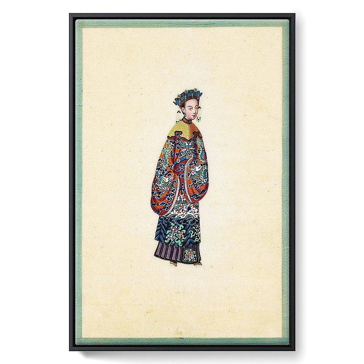 Page d'un album de peinture d’exportation figurant des personnages chinois (toiles encadrées)