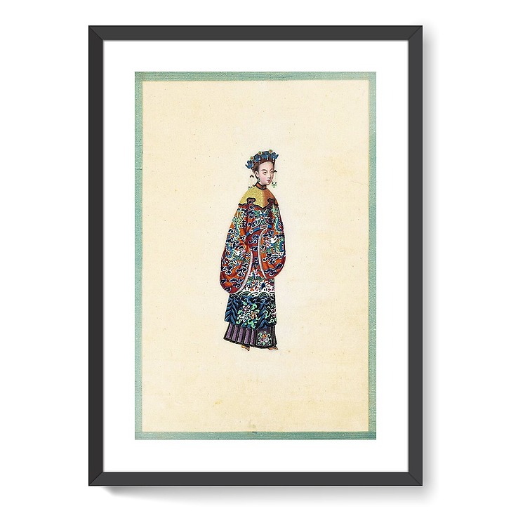 Page d'un album de peinture d’exportation figurant des personnages chinois (affiches d'art encadrées)
