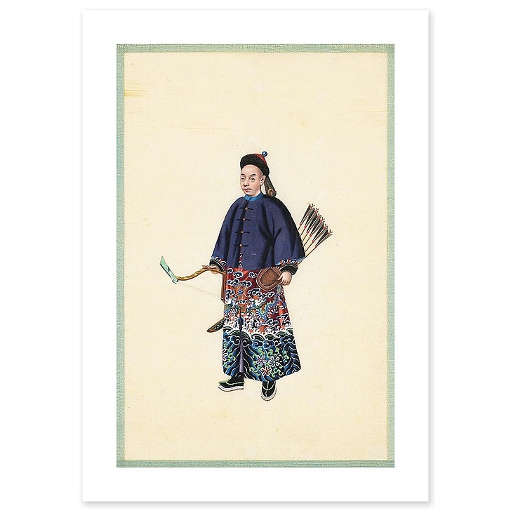 Page d'un album de peinture d’exportation figurant des personnages chinois (affiches d'art)