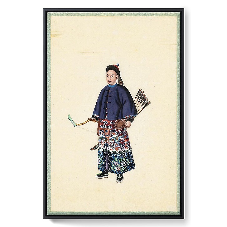 Page d'un album de peinture d’exportation figurant des personnages chinois (toiles encadrées)