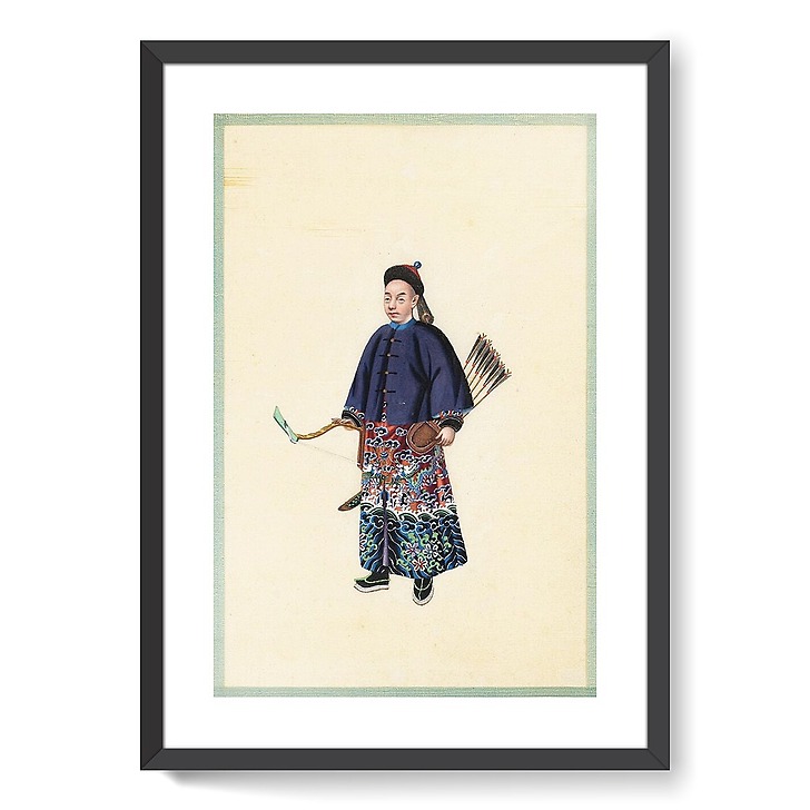 Page d'un album de peinture d’exportation figurant des personnages chinois (affiches d'art encadrées)