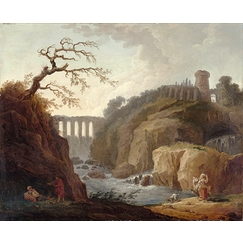 Paysage avec aqueduc et torrent