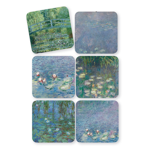 Set of 6 Water Lilies Cork coasters