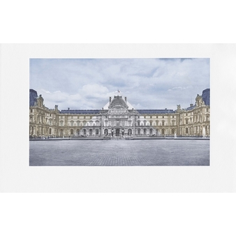 Engraving The Louvre revisited by JR, June 20, 2016 © Pyramide, architect I.M. Pei, Louvre Museum, Paris, France