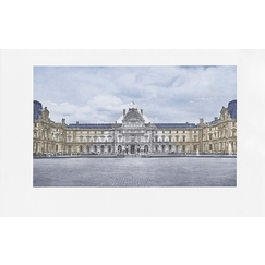 Engraving The Louvre revisited by JR, June 20, 2016 © Pyramide, architect I.M. Pei, Louvre Museum, Paris, France