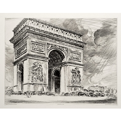 Engraving The Triumphal Arch of the Etoile square - Georges Gobô