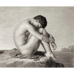 Young man sitting by the sea - Hippolyte Flandrin