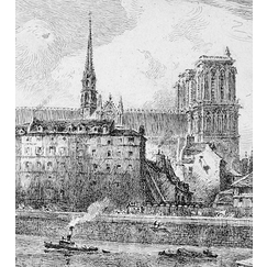 Vue du quai aux fleurs en 1880 - Alfred-Louis Brunet-Debaines