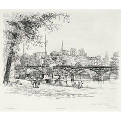 Estampe Le Pont des Arts et l'Île de la Cité à Paris - Caroline Helena Armington
