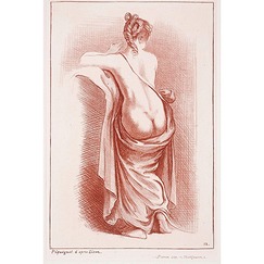 Femme à demi nue de dos, les jambes dans une draperie