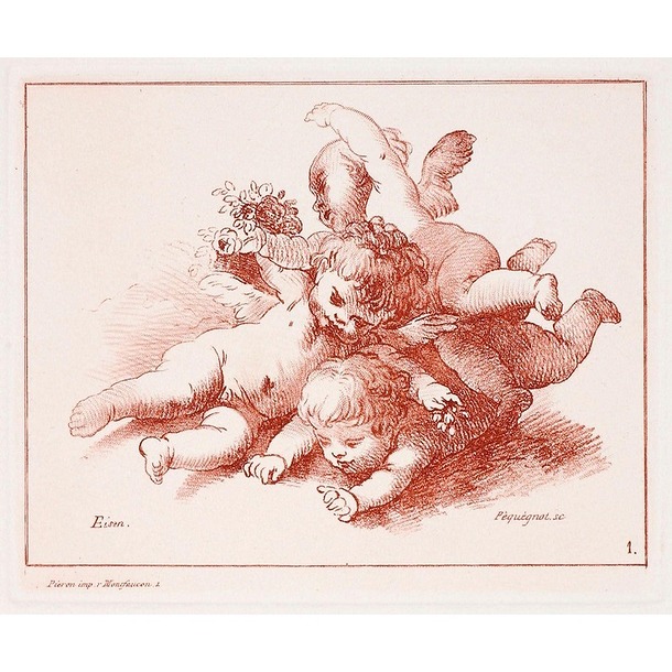 Three cupids playing - Auguste Péquégnot