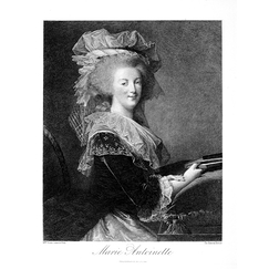 Engraving Portrait of Marie-Antoinette, in a bust - Elisabeth Vigée Le Brun