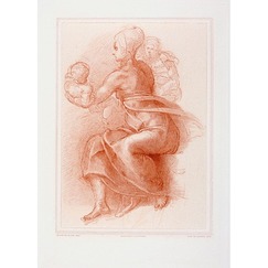 Study of a seated woman holding a child - Michelangelo