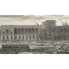 Representation of the machines that were used to raise the stones that cover the Louvre's pediment - Sébastien LeClerc