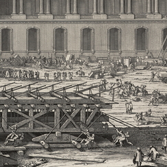 Représentation des machines qui ont servi à élever les pierres qui couvrent le fronton du Louvre - Sébastien LeClerc