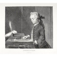 Engraving The toton child - Jean-Siméon Chardin