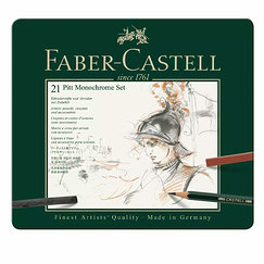 Set de crayons Pitt Monochrome - Boîte métal de 21 pièces - Faber-Castell