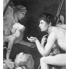 Œdipe explique l'énigme du sphinx - Ingres
