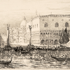 Engraving Doge's Palace in Venice - Pierre Gusman