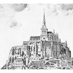 Engraving Mont Saint-Michel - Georges Gobô