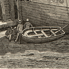 Engraving Large boat in Saint-Valéry-en-Caux - Emile-Frédéric Nicolle