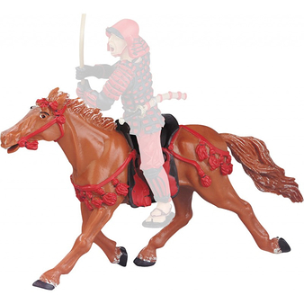 Figurine Le cheval fauve au harnachement rouge