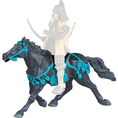 Figurine The black horse to blue harness
