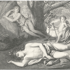 Engraving Echo and Narcissus or the death of Narcissus - Nicolas Poussin