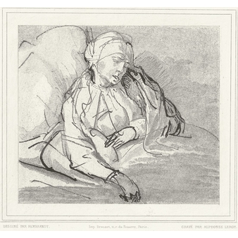 Engraving Two sketches - Rembrandt