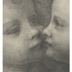 Engraving Two children kissing each other - Leonardo da Vinci