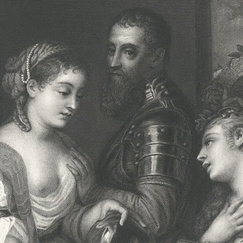 Engraving Allegory in honour of Alphonse d'Avalos, Marquis de Guast - Titien