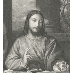 Engraving Emmaus pilgrims - Titian