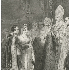 Estampe Le mariage de Napoléon Ier et de Marie-Louise au palais du Louvre le 2 avril 1810 - Léopold Massard d'après Rouget