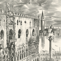 Engraving Piazetta of Venise - Albert Decaris